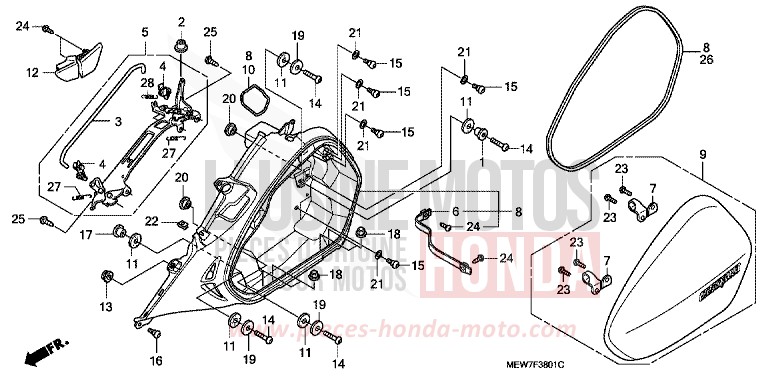 L. SADDLEBAG for Deauville ABS BLOOM RED METALLIC (R319) from 2008
